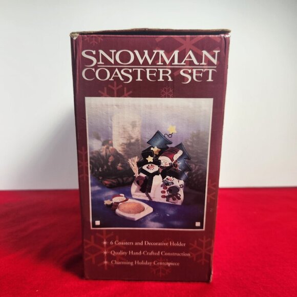 Snowman Coasters Set of 6 with Decorative Holder in Original Box Holiday Classic - Picture 12 of 12